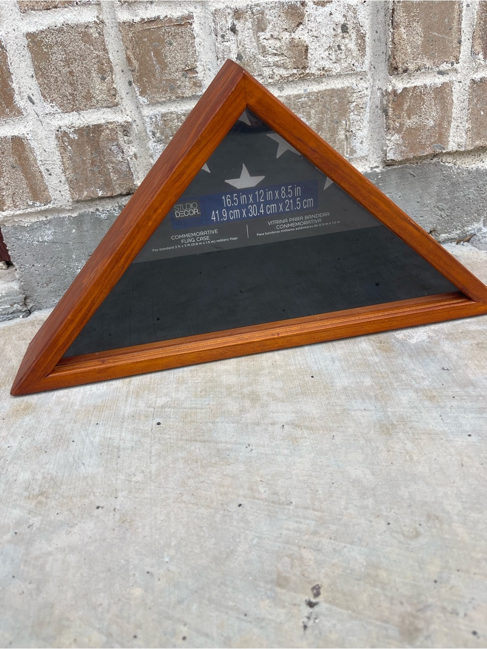 Studio Decor Triangular Wood Commemorative Flag Case